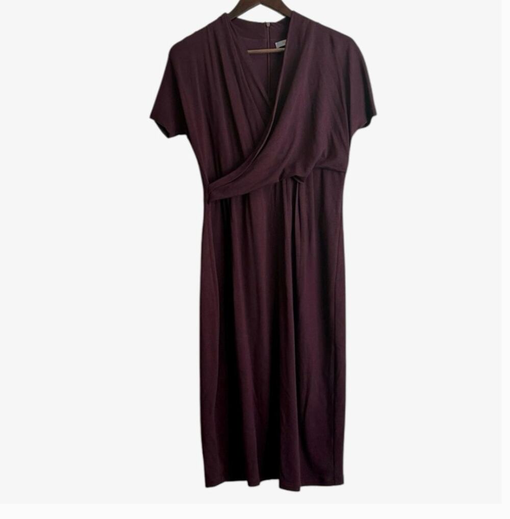 Max Mara Short Sleeve Maroon Midi Dress Sz 44